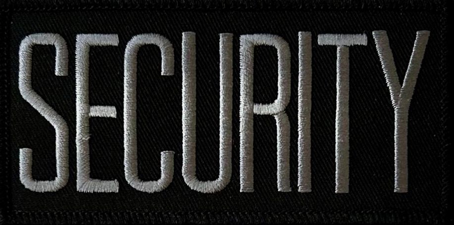SECURITY ID PATCH - GREY ON BLACK - SEW ON.